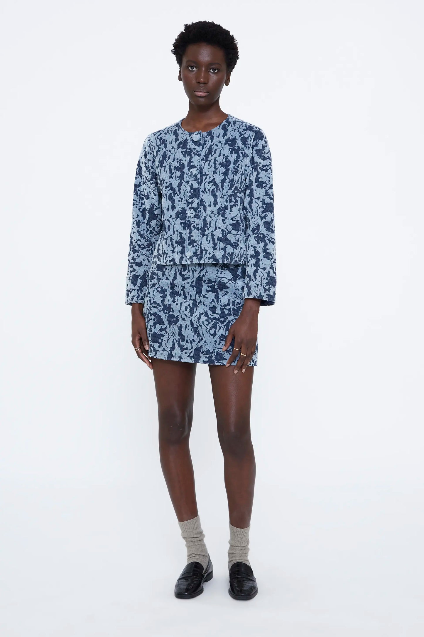Chaqueta jacquard azul marino