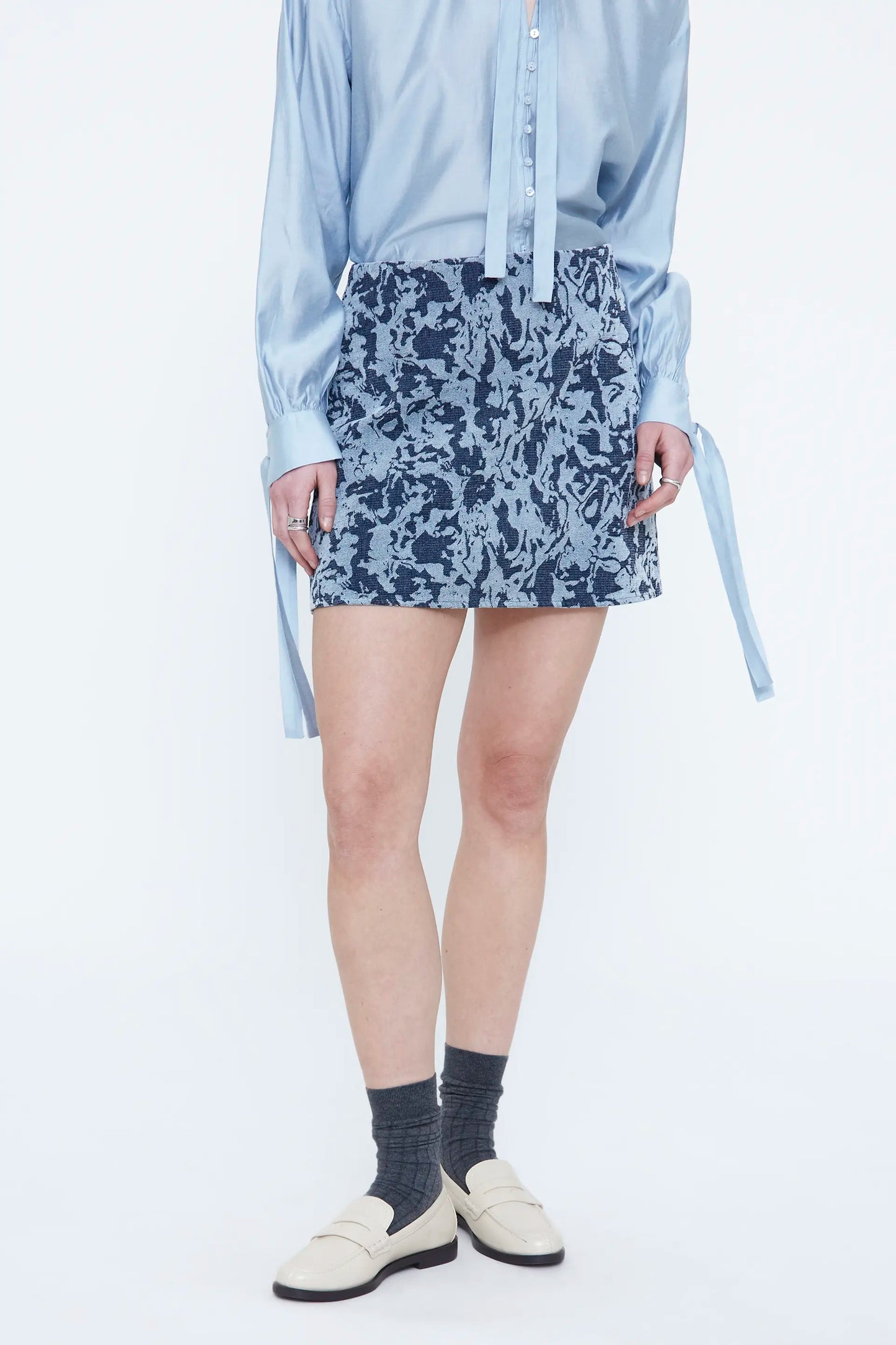 Falda corta  jacquard azul marino