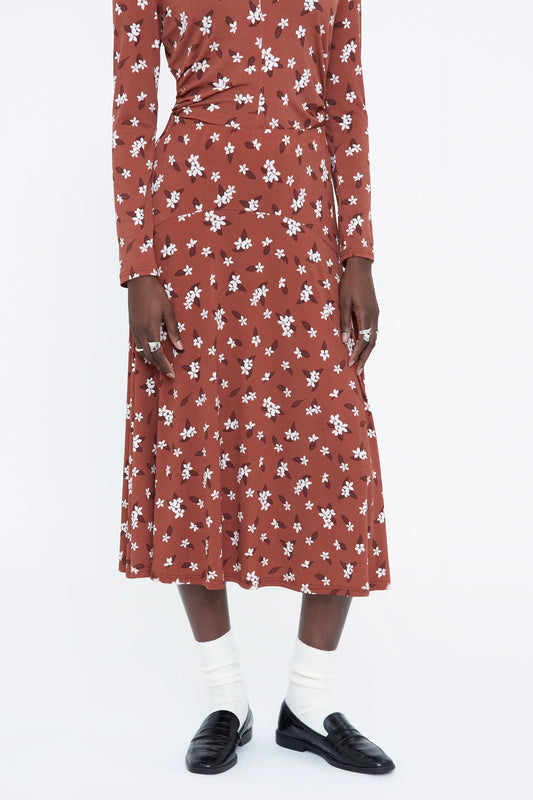 Falda midi con estampado Almond Flower