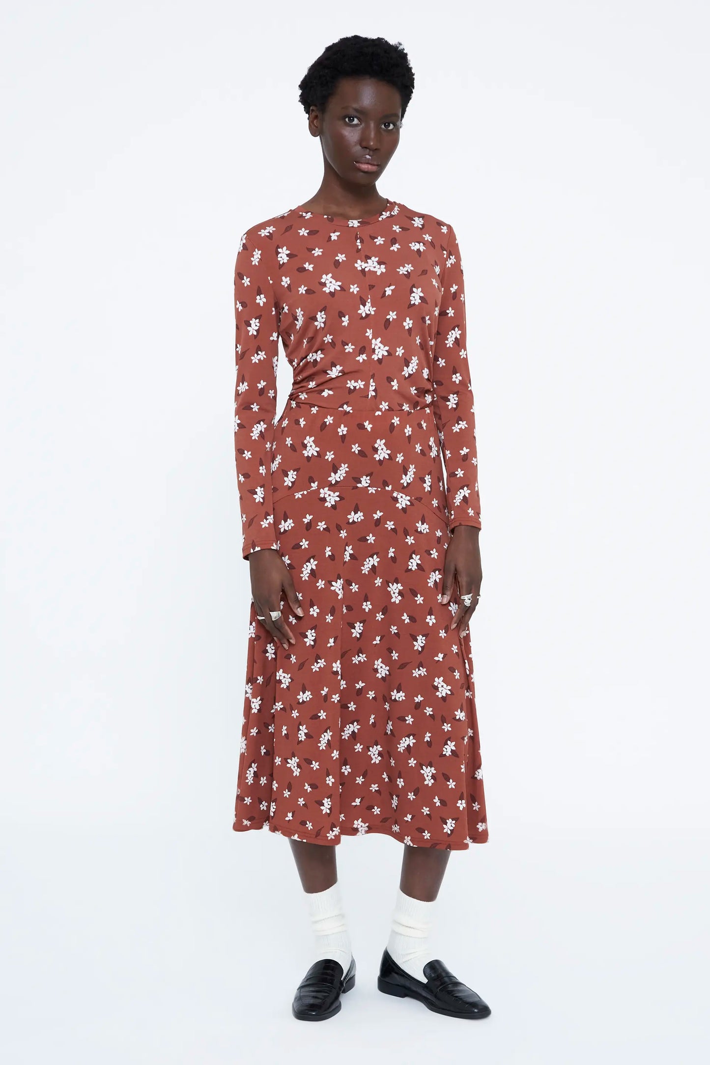 Almond Flower Print Midi Skirt
