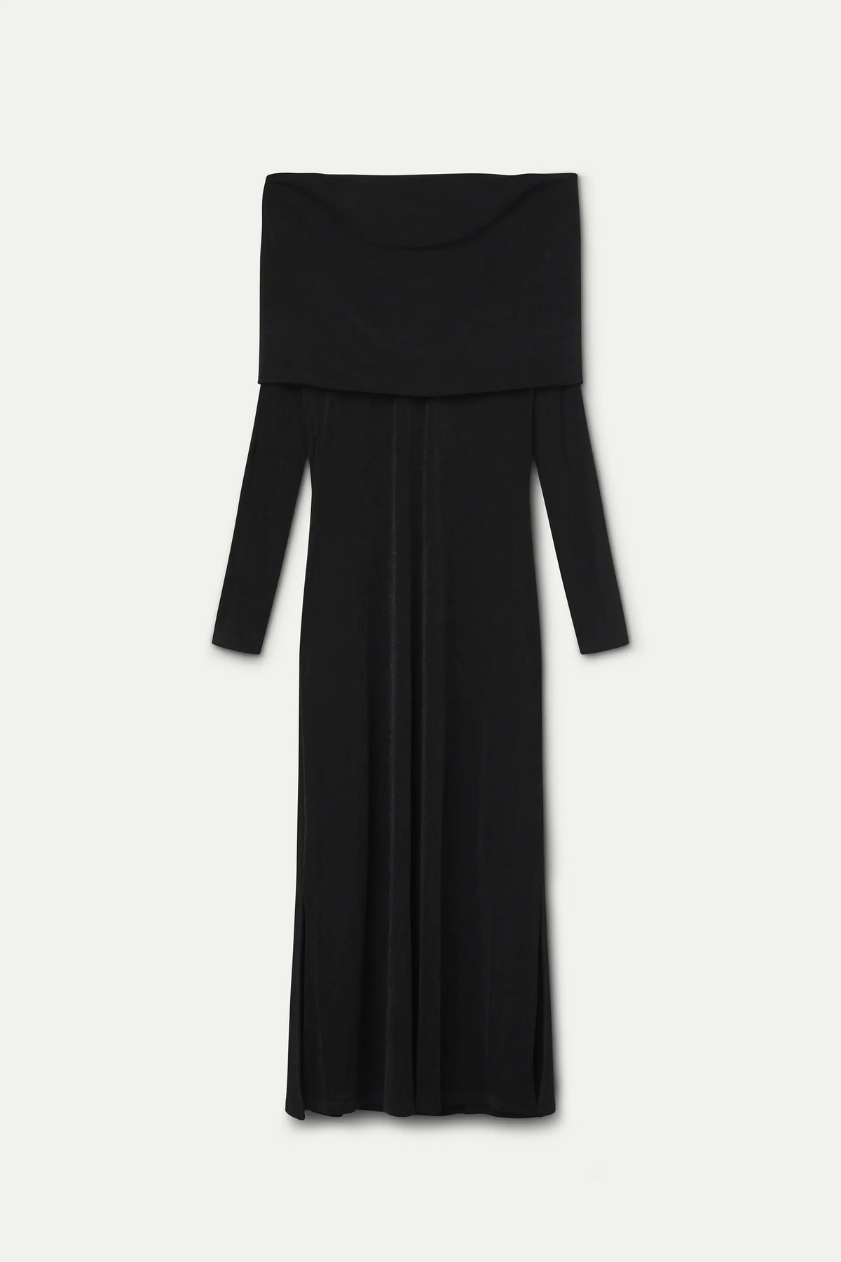 Vestido midi hombros descubiertos negro