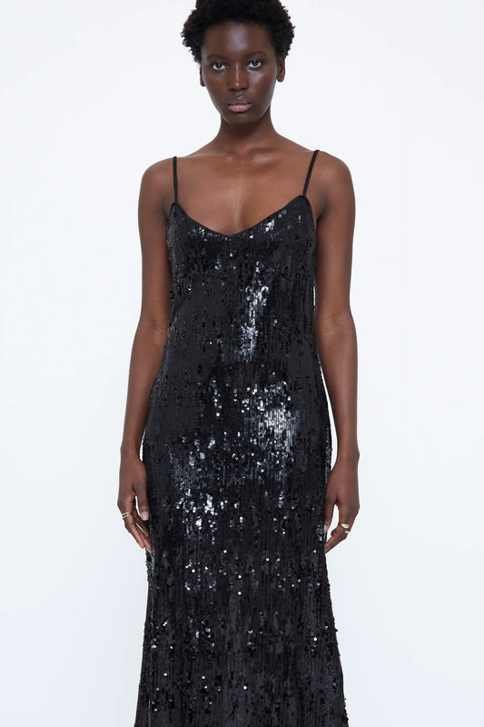 Vestido midi de lentejuelas negro