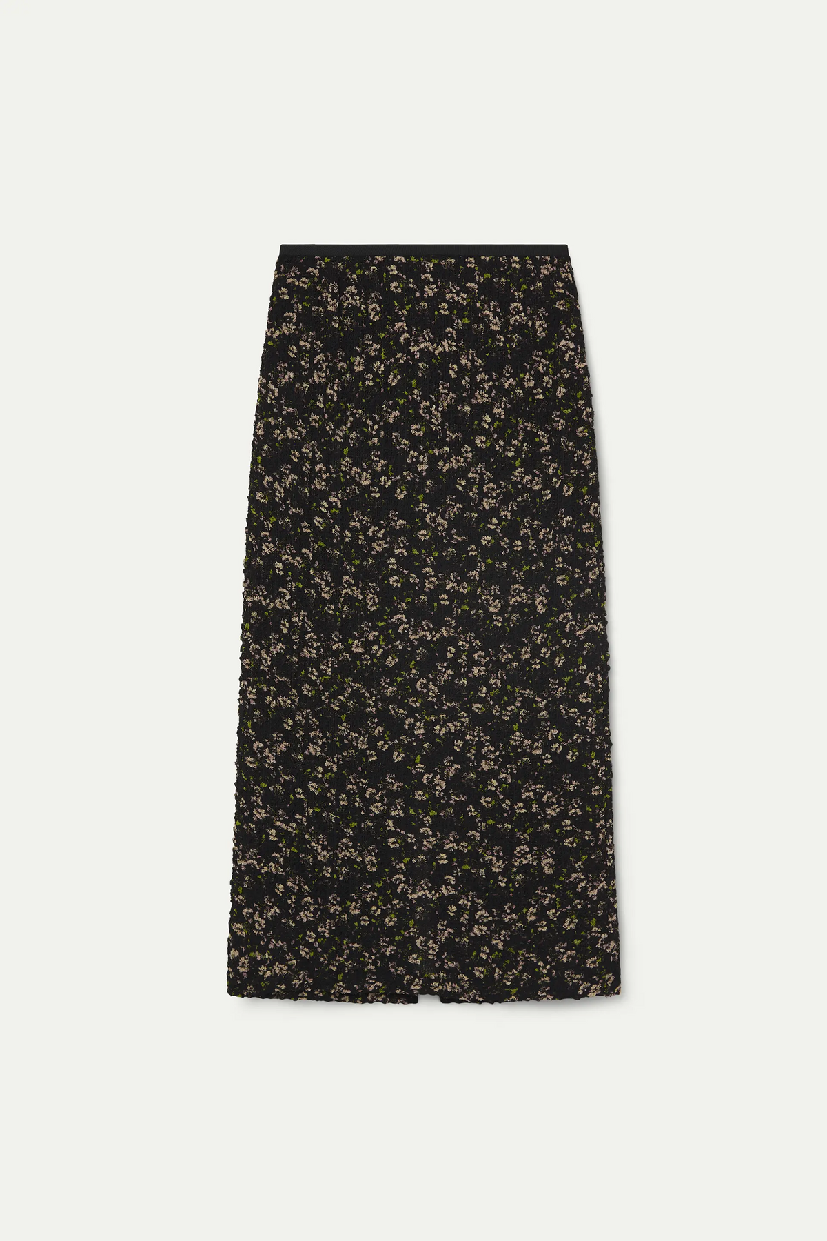 Midi skirt with bright green floral print