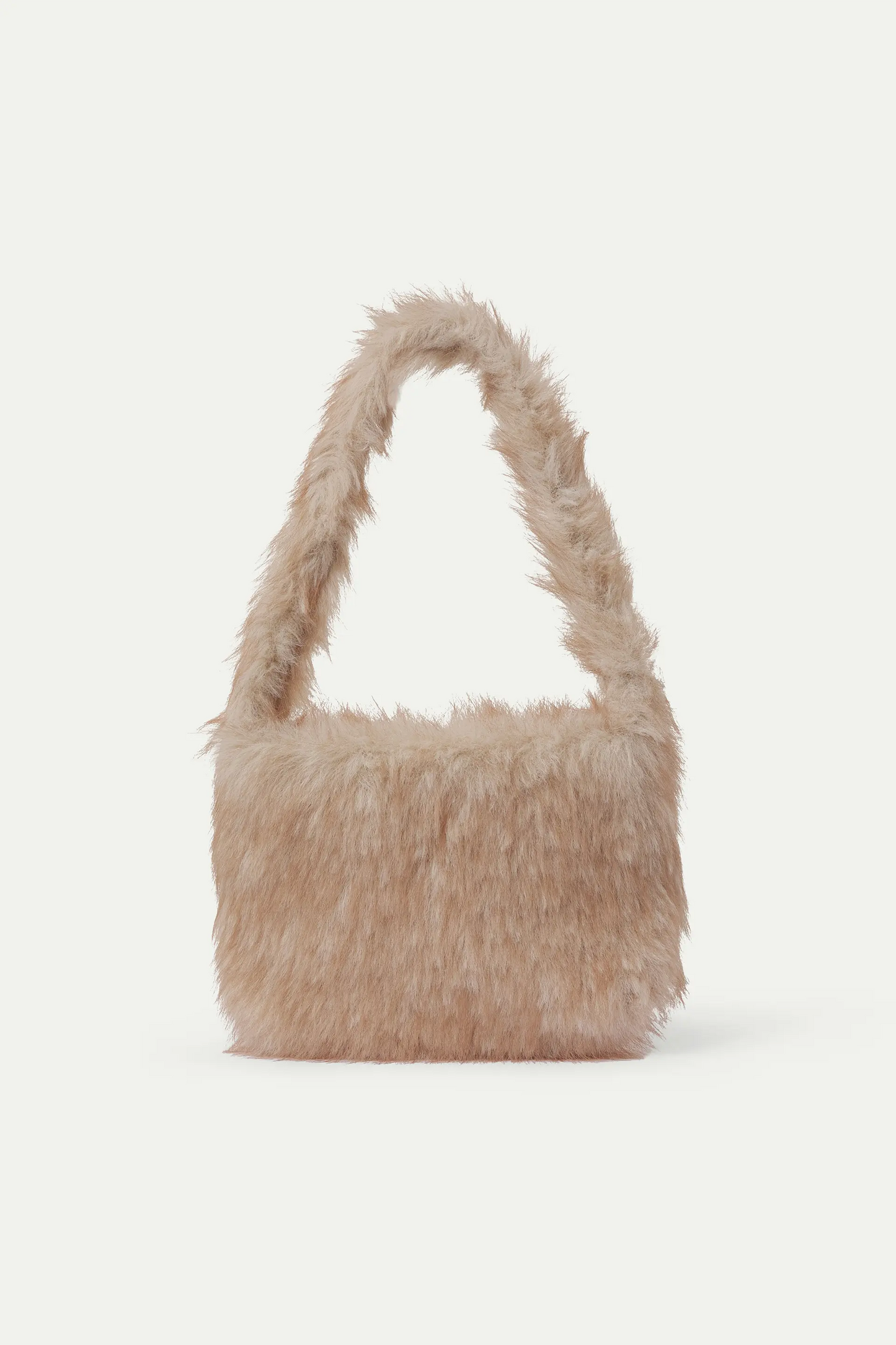 Bolso de hombro efecto pelo beige