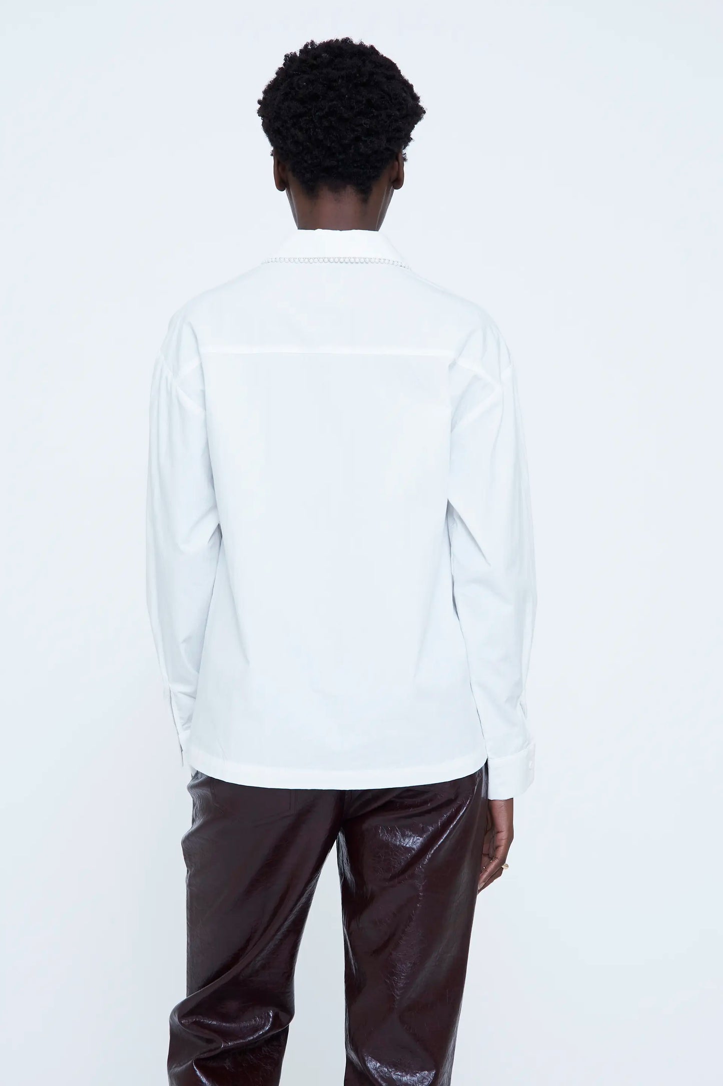 100% cotton white shirt with pearl detail