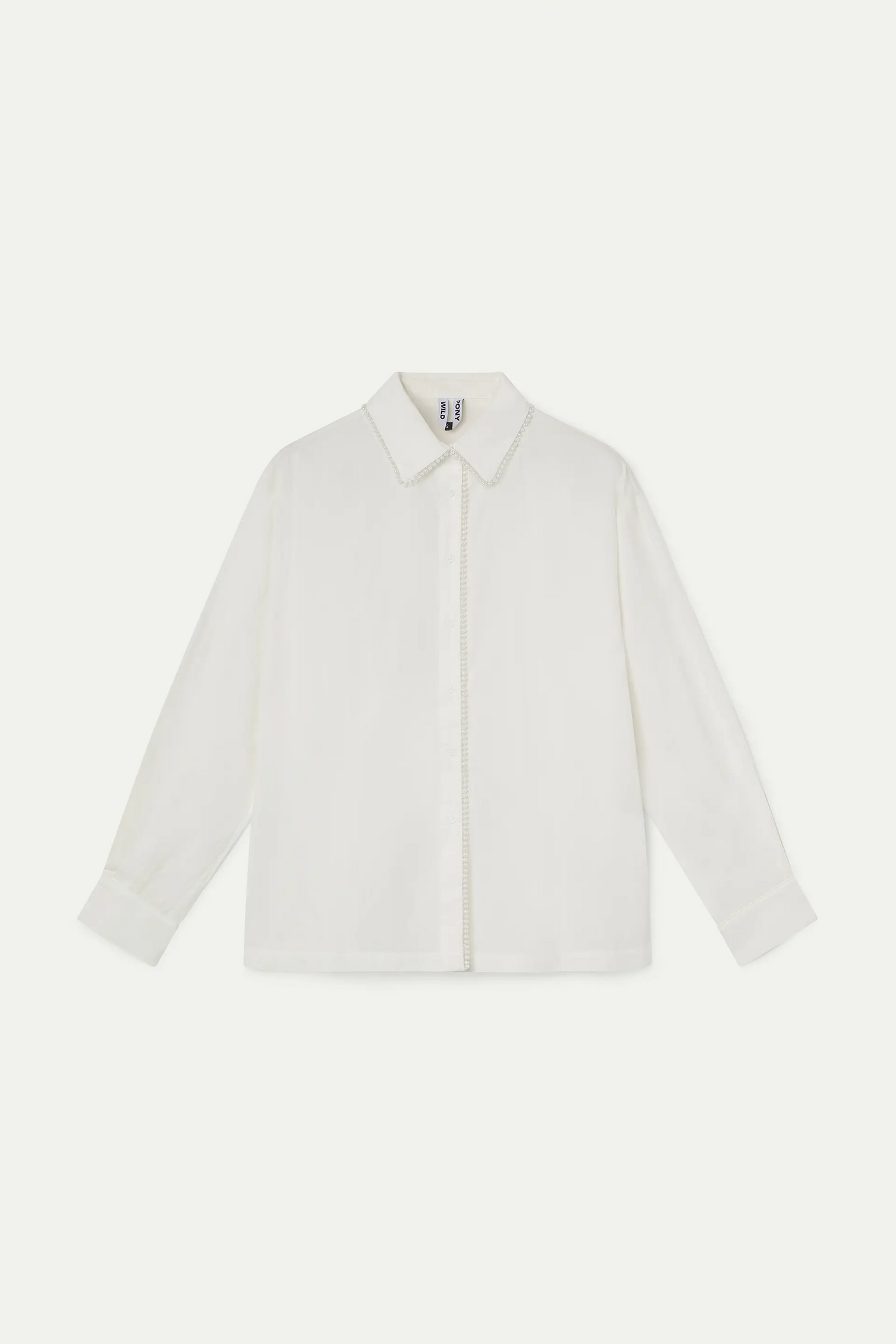 100% cotton white shirt with pearl detail