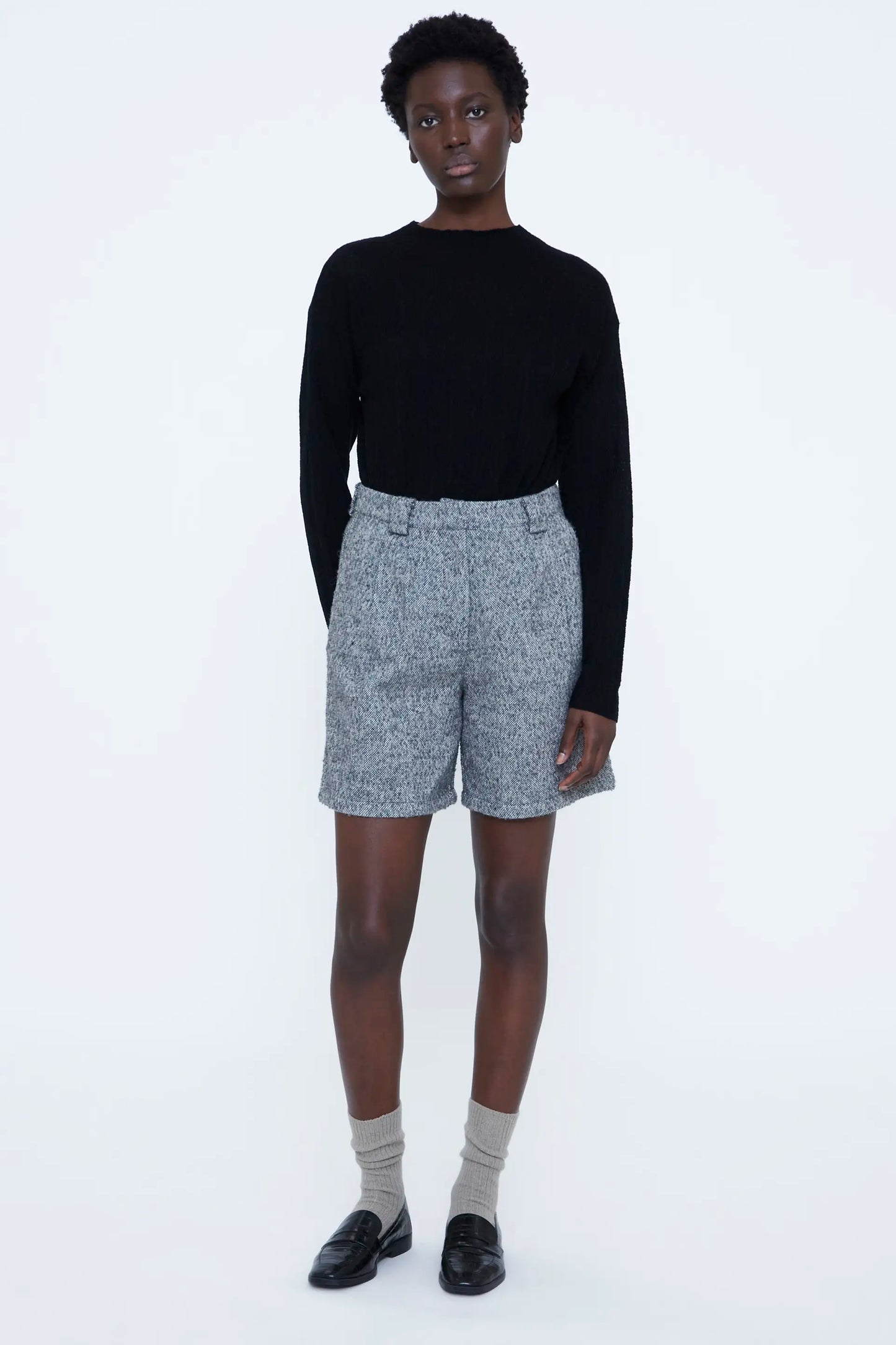 Grey tweed shorts