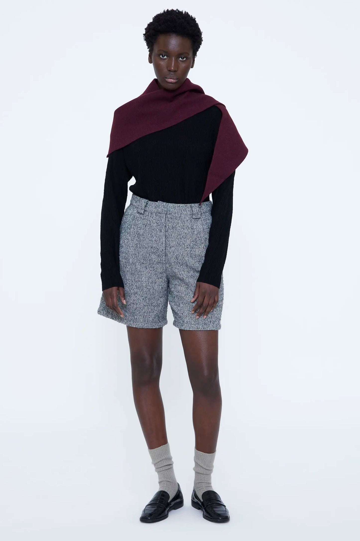 Grey tweed shorts