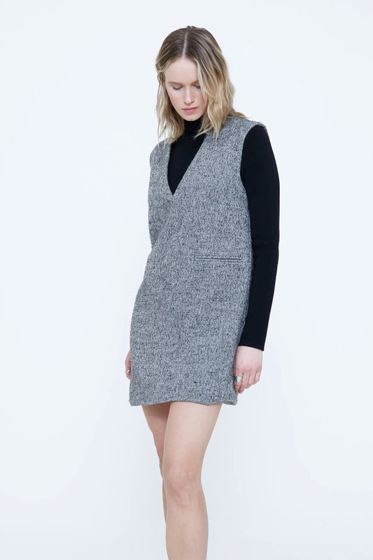 Short black tweed dress