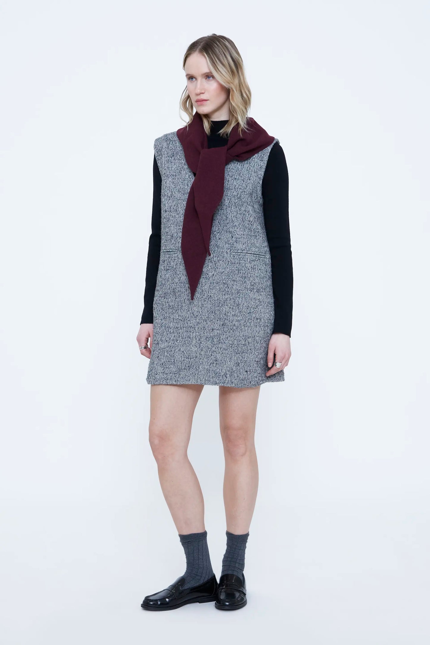 Short black tweed dress