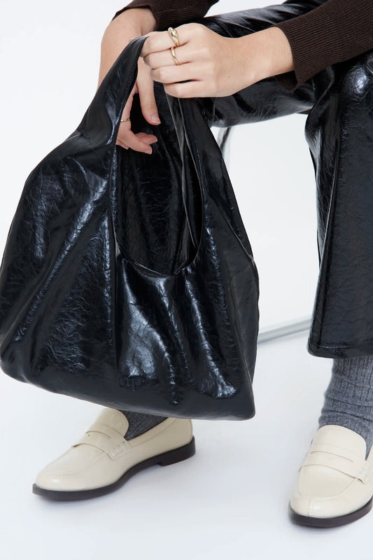Bolso de hombro piel sintética negro