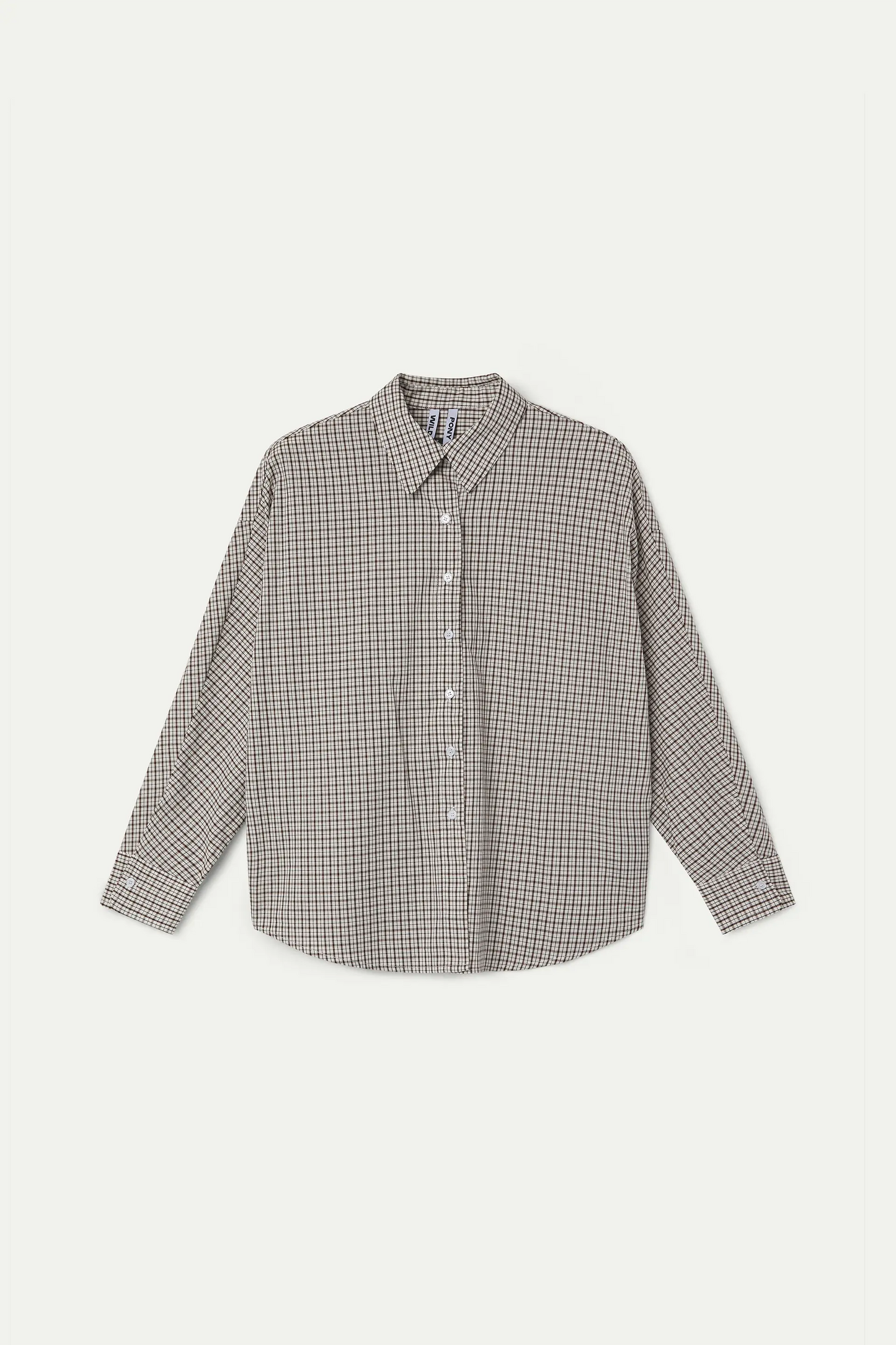 Camisa 100% algodón con estampado de cuadros negro y marrón