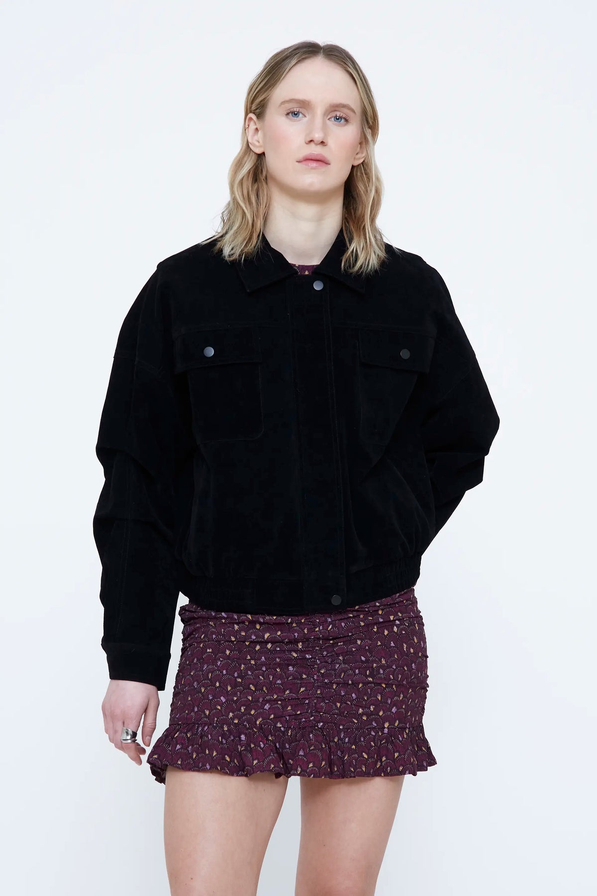 Black suede jacket with pockets