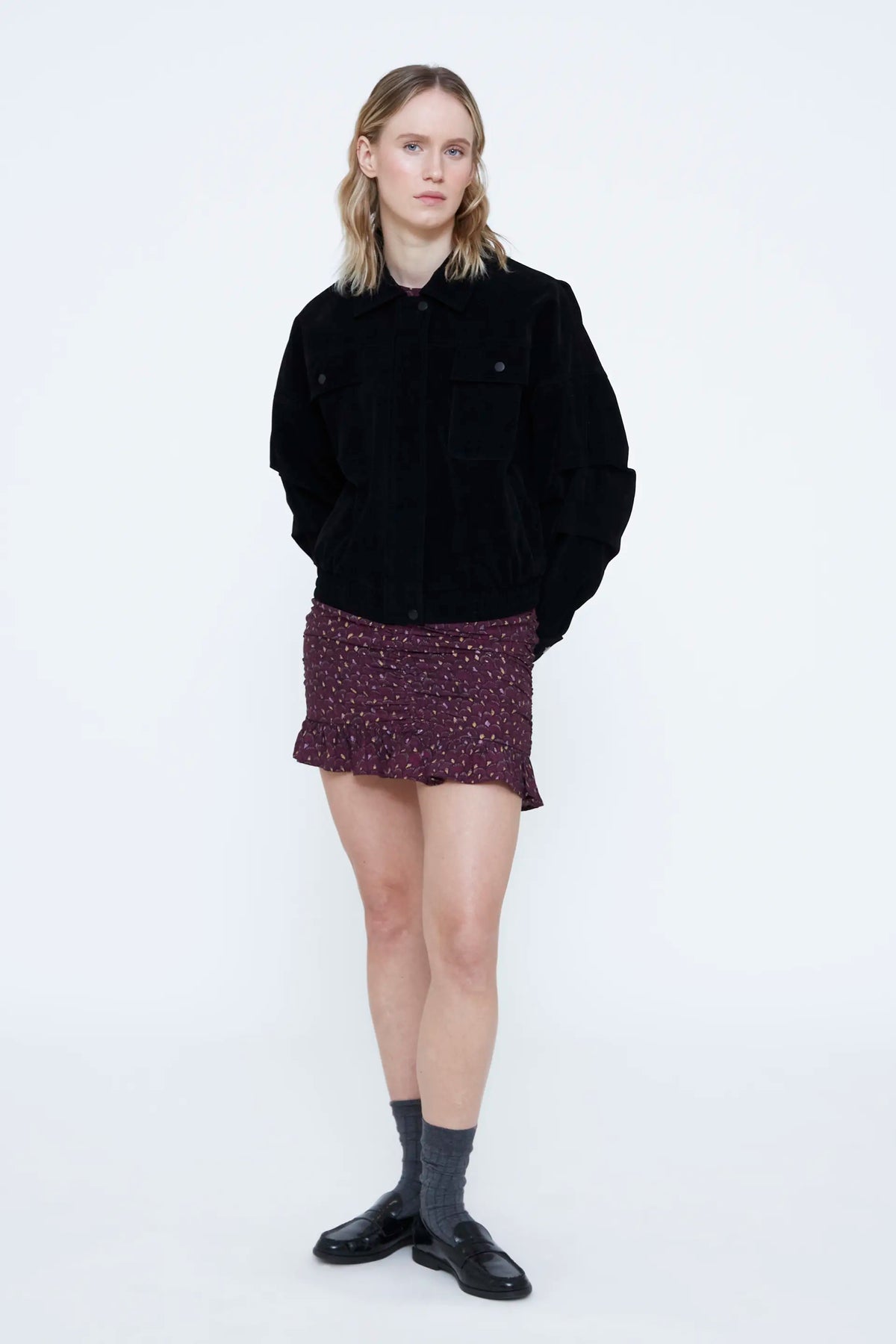Black suede jacket with pockets