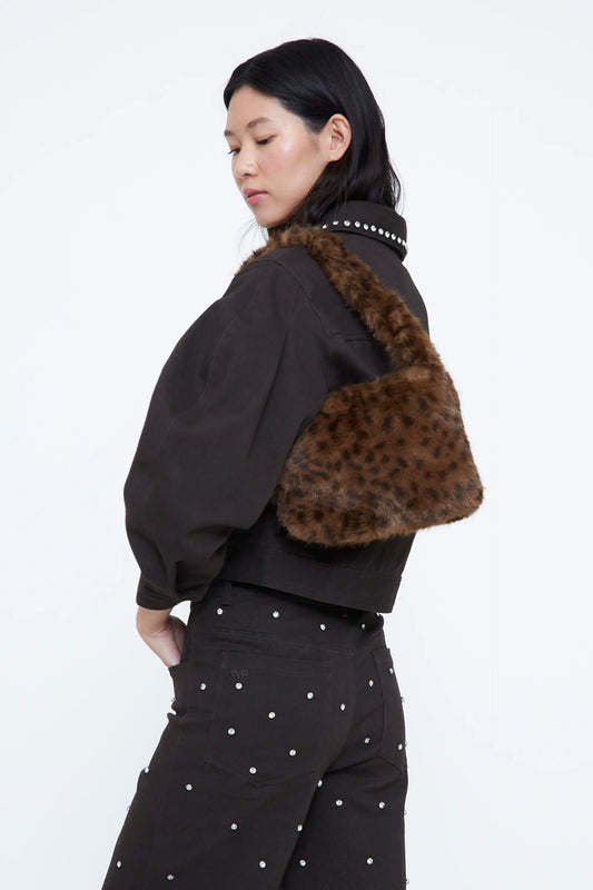 Bolso de hombro efecto pelo leopard