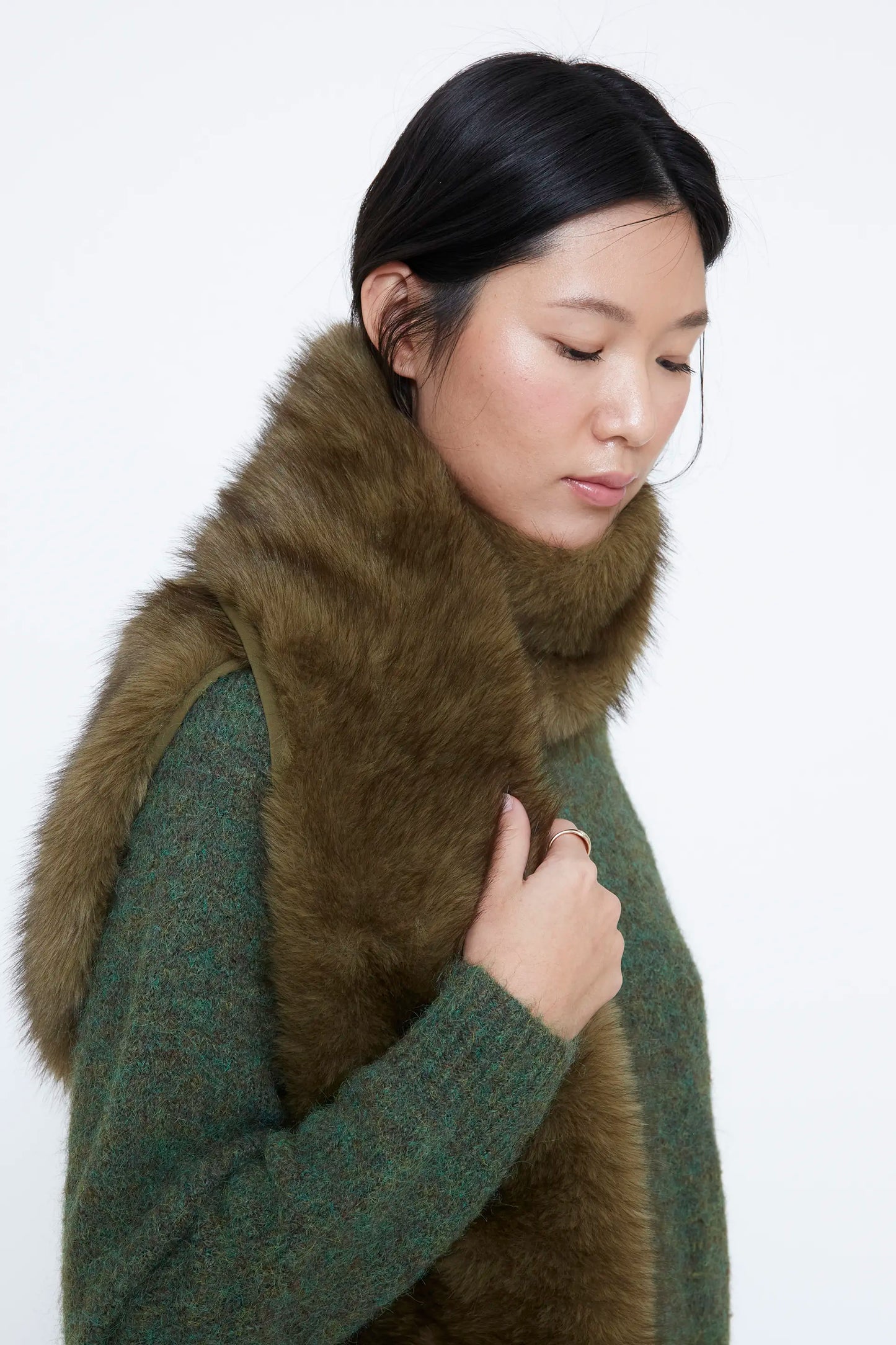 Green faux fur scarf