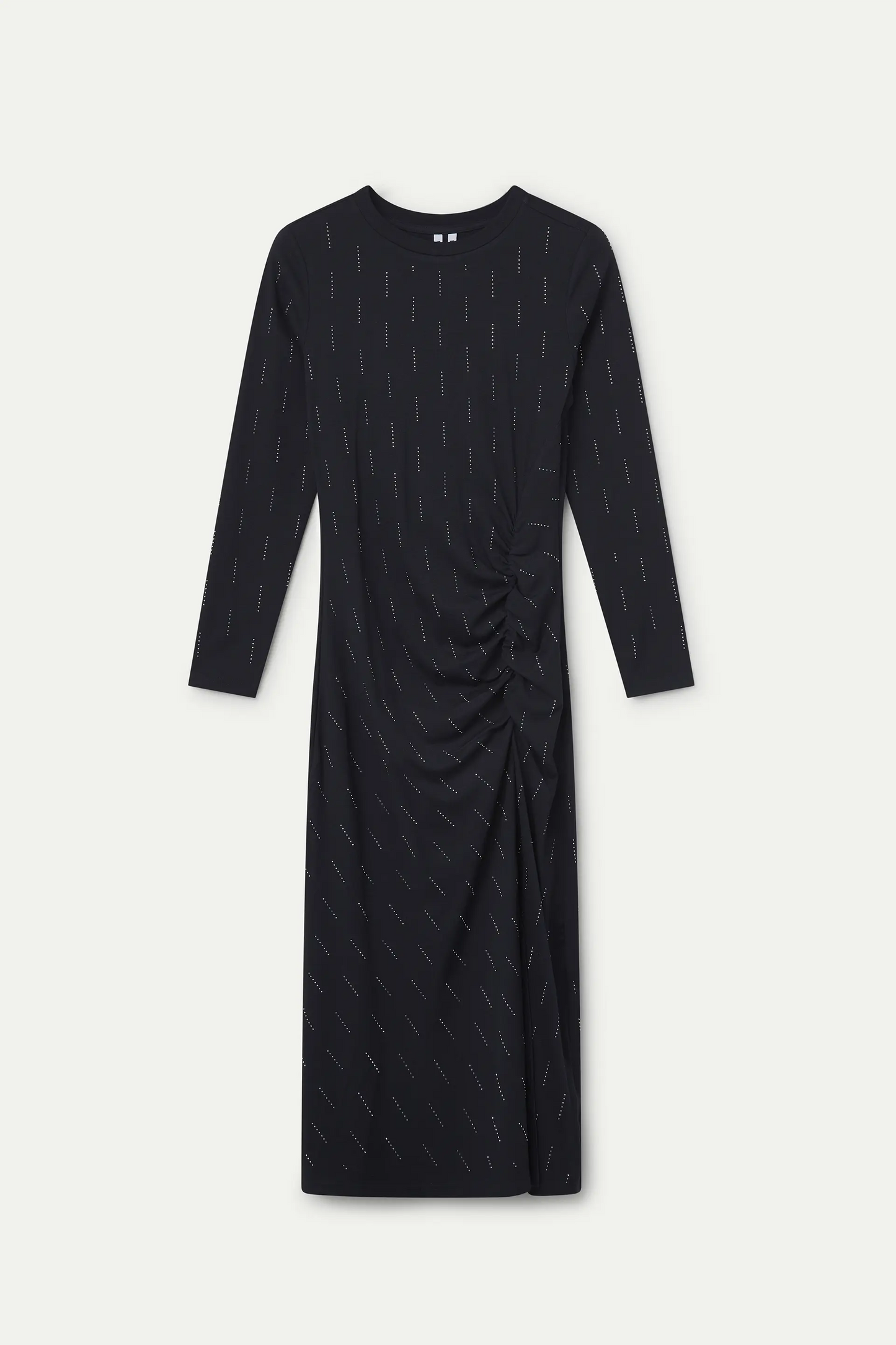 Navy midi dress with white appliqués