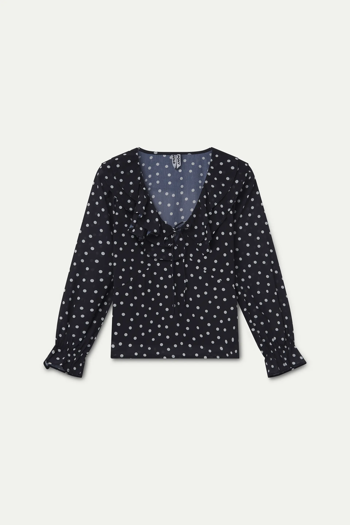 Top con estampado de puntos mini blanco y negro