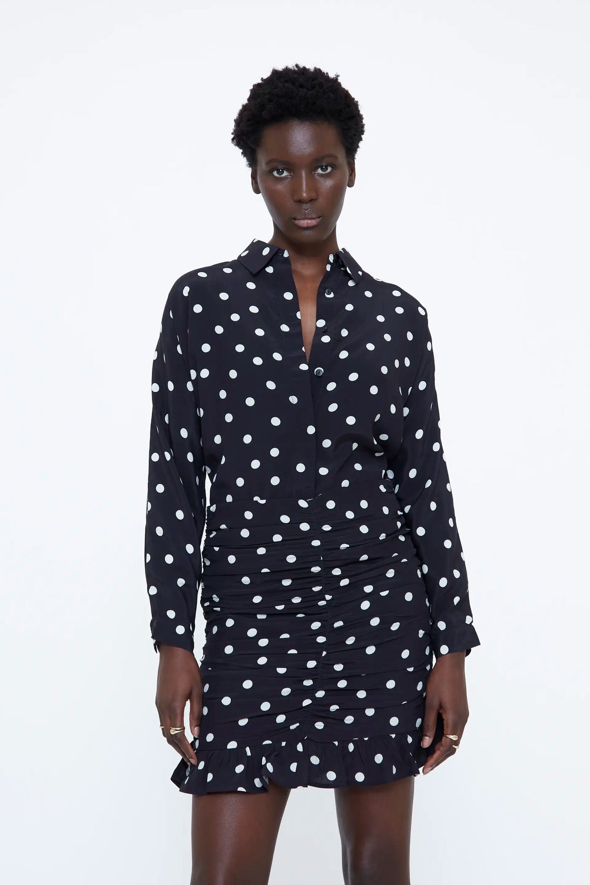 Black and white large polka dot shirt