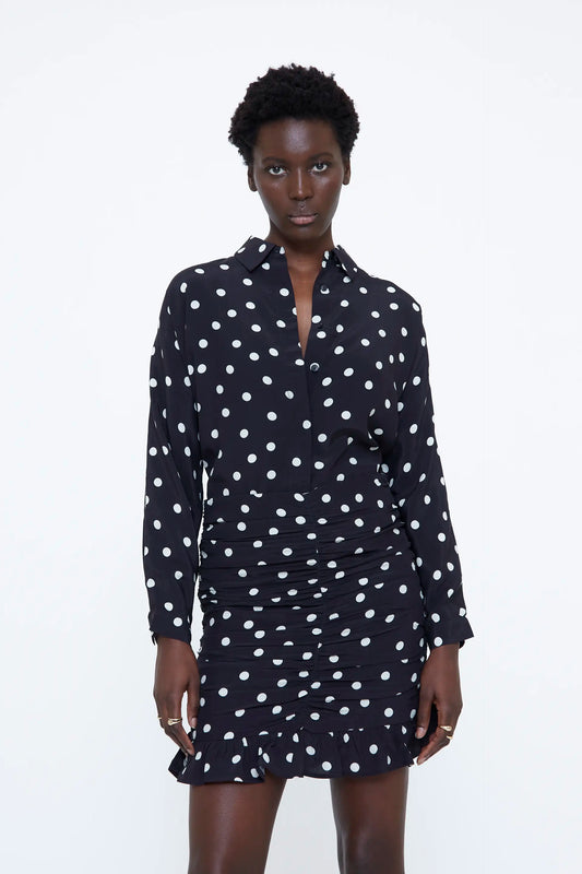 Black and white large polka dot shirt