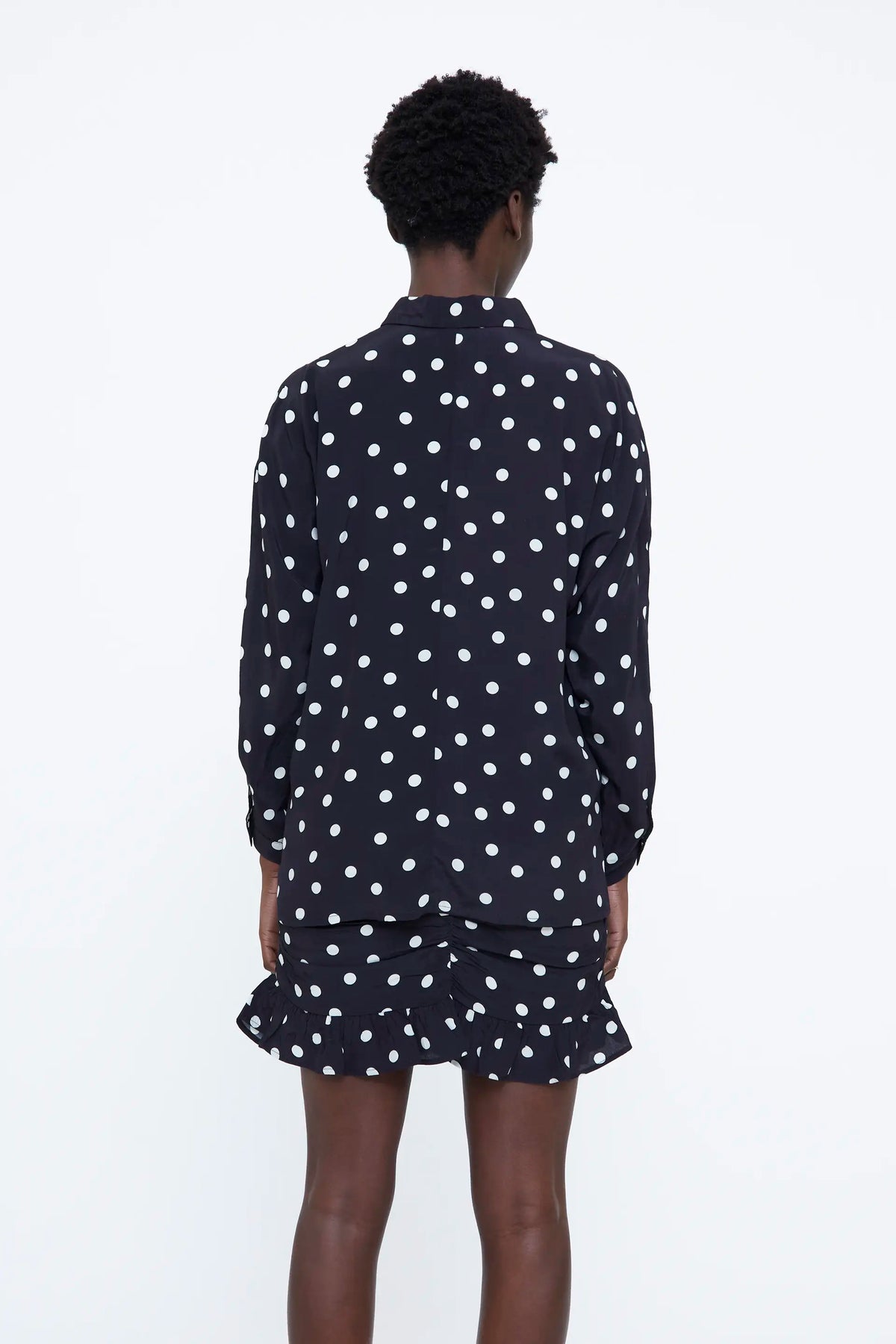 Black and white large polka dot shirt