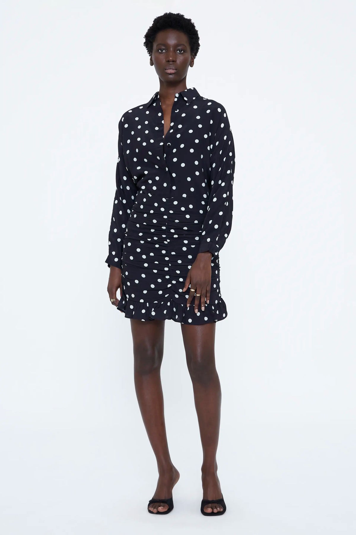 Black and white large polka dot shirt