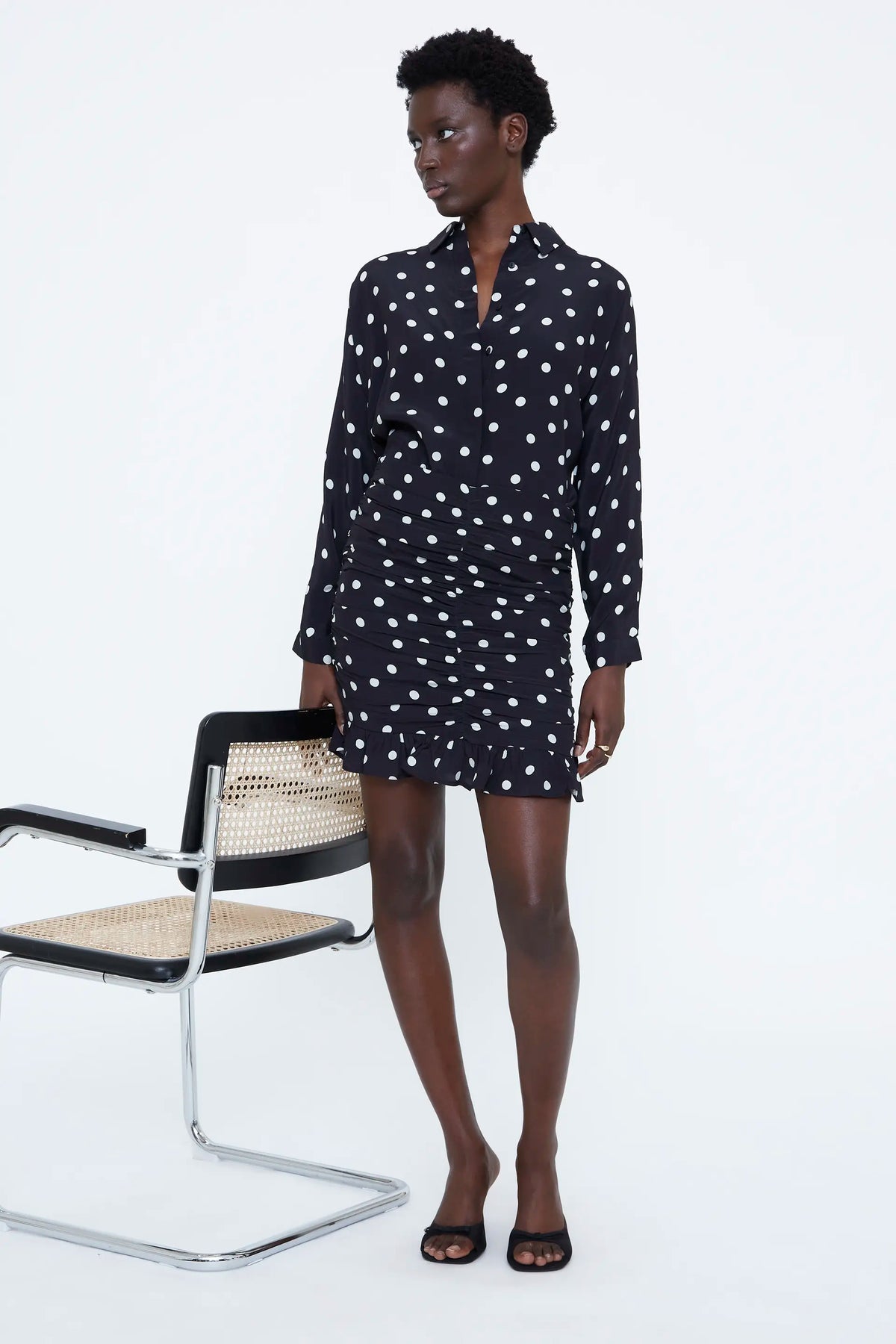 Black and white large polka dot shirt