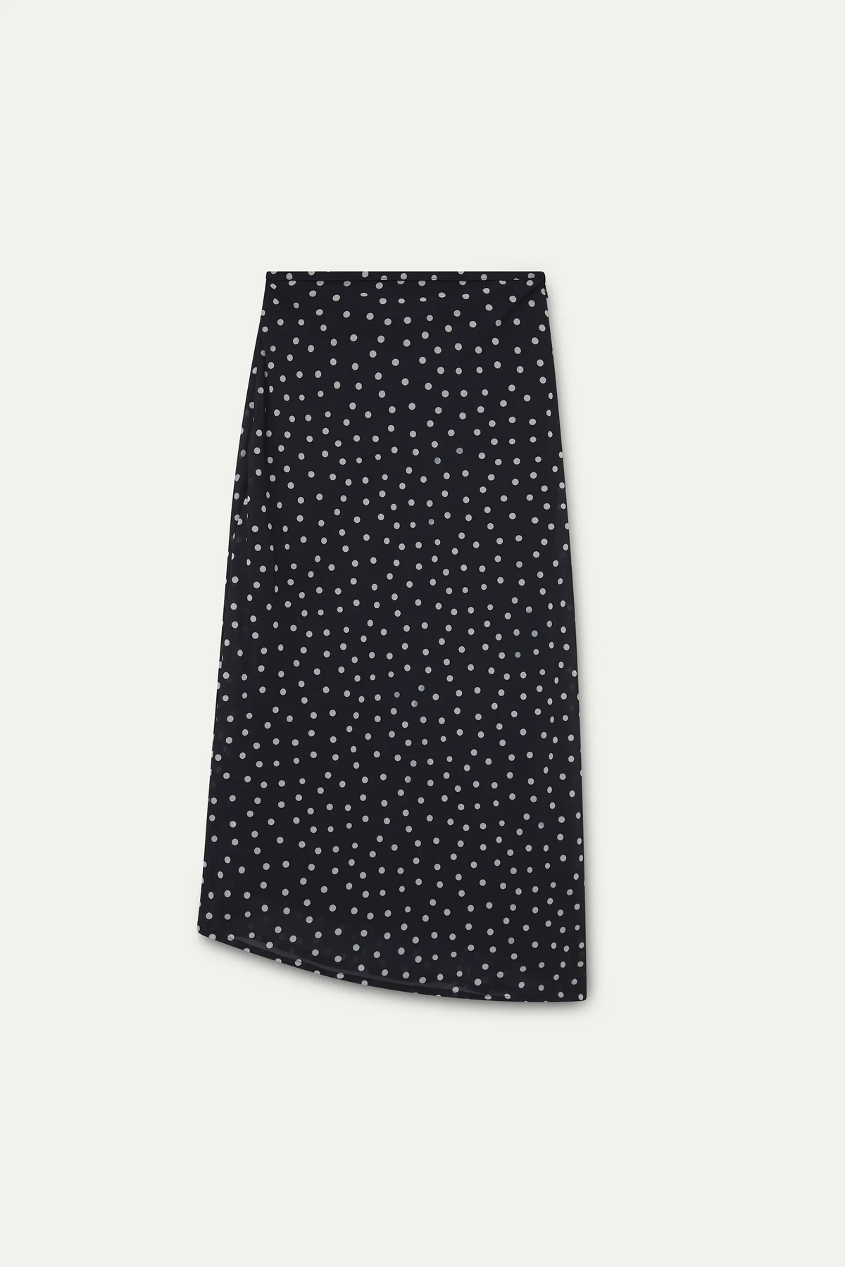 Falda midi con estampado de puntos pequeños blanco y negro