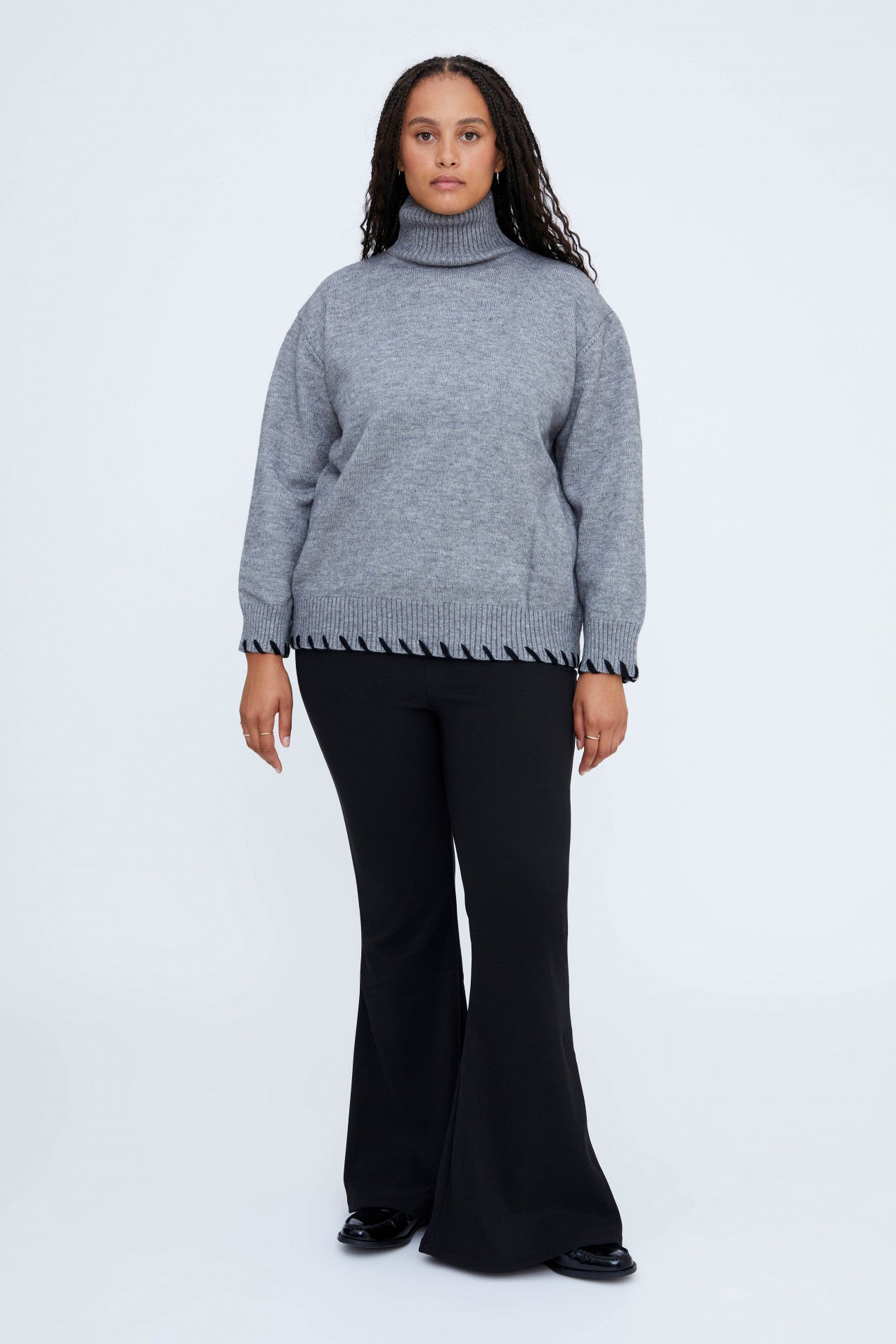 Gray Turtleneck Knitted Sweater